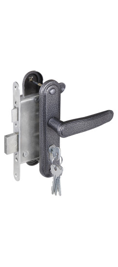 Замок врезной цилиндровый с защёлкой в комплекте с ручкой ЗВ4-3.03 (серебро), 4 кл. | Алюминий, 35 мм