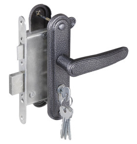 Замок врезной цилиндровый с защёлкой в комплекте с ручкой ЗВ4-3.03 (серебро), 4 кл.