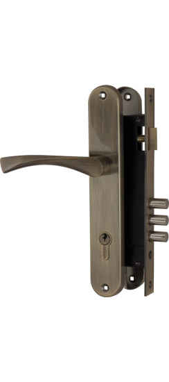 Замок цилиндровый с в комплекте с ручкой LOCKSET.9011 (SET F9011) AB бронза | Алюминий, 12 мм