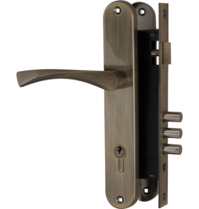 Замок цилиндровый с в комплекте с ручкой LOCKSET.9011 (SET F9011) AB бронза