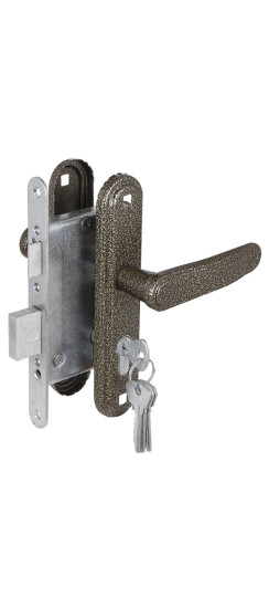 Замок врезной цилиндровый с защёлкой в комплекте с ручкой ЗВ4-3.03 (бронза), 4 кл. | Алюминий, 35 мм