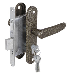 Замок врезной цилиндровый с защёлкой в комплекте с ручкой ЗВ4-3.03 (бронза), 4 кл.