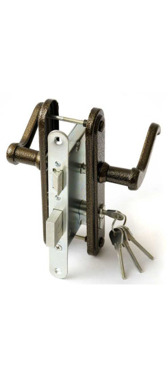 Замок врезной цилиндровый с защёлкой в комплекте с ручкой ЗВ4-3.02 (медь), 4 кл. | Алюминий, 35 мм