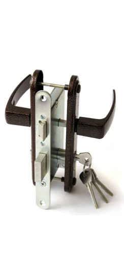 Замок врезной цилиндровый с защёлкой в комплекте с ручкой ЗВ4-3.05 (медь), 4 кл. | Алюминий, 35 мм