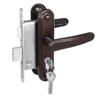 Замок врезной цилиндровый с защёлкой в комплекте с ручкой ЗВ4-3.03 (медь), 4 кл.