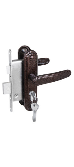 Замок врезной цилиндровый с защёлкой в комплекте с ручкой ЗВ4-3.03 (медь), 4 кл. | Алюминий, 35 мм