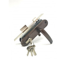 Замок врезной цилиндровый с защёлкой в комплекте с ручкой ЗВ7-70.4-02 (медь), 5 кл.