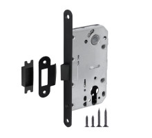 Корпус врезного замка c защёлкой PLASTP85C-50 (P85C-50) BL черный