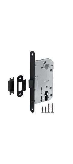 Корпус врезного замка c защёлкой PLASTP85C-50 (P85C-50) BL черный | нет, 25 мм