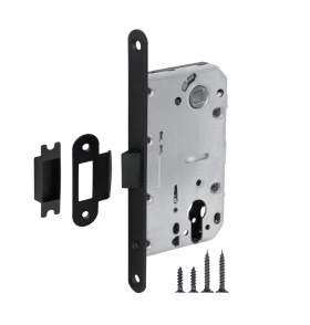 Корпус врезного замка c защёлкой PLASTP85C-50 (P85C-50) BL черный