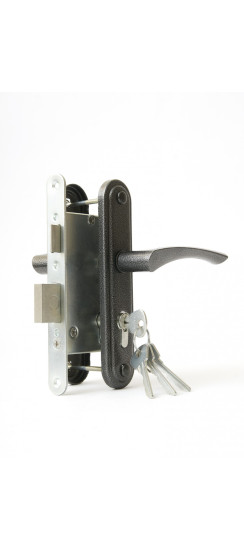 Замок врезной цилиндровый с защёлкой в комплекте с ручкой ЗВ4-3.07 (серебро), 4 кл. | Алюминий, 35 мм