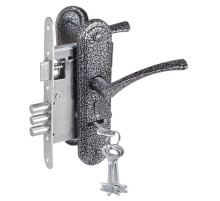 Замок врезной сувальдный с защёлкой в комплекте с ручкой ЗВ9-4-2 (серебро), 3кл.