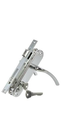 Замок врезной цилиндровый с защёлкой в комплекте с ручкой ЗВ4-70.27 (хром), 4 кл. | Алюминий, -