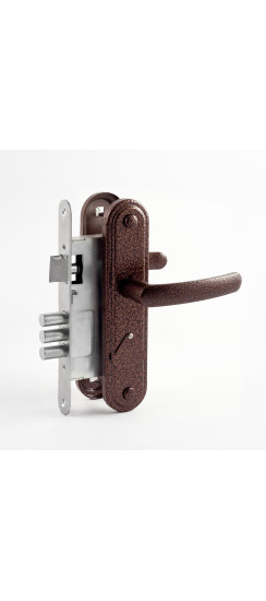 Замок врезной сувальдный с защёлкой в комплекте с ручкой ЗВ9.1-02 (медь), 3 кл. | Алюминий, 12 мм