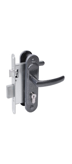 Замок врезной цилиндровый с защёлкой в комплекте с ручкой ЗВ4.2-08 (серебро антик), 4 кл. | Алюминий, -