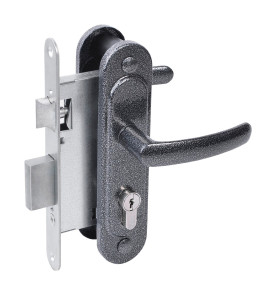 Замок врезной цилиндровый с защёлкой в комплекте с ручкой ЗВ4.2-08 (серебро антик), 4 кл.