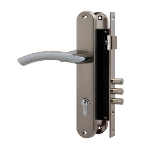 Замок цилиндровый с в комплекте с ручкой LOCKSET.9013 (SET F9011) SN/CP мат.никель