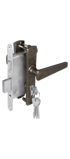 Замок врезной цилиндровый с защёлкой в комплекте с ручкой ЗВ4-3.01 (бронза), 4 кл. | Алюминий, 35 мм