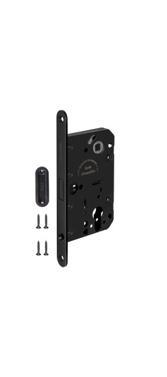 Замок межкомнатный магнитный под цилиндр с ответной планкой GRAVITY G02.190.50.85 BL черный | Нет (корпус замка)