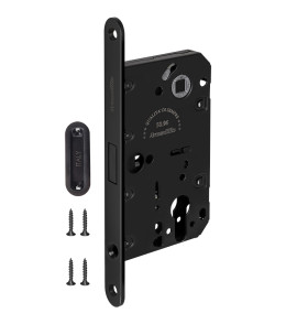 Замок межкомнатный магнитный под цилиндр с ответной планкой GRAVITY G02.190.50.85 BL черный