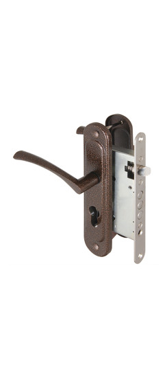 Корпус врезного замка с ручками на планке  KIT А5-3155/3 W/B | Алюминий, 10,8 мм