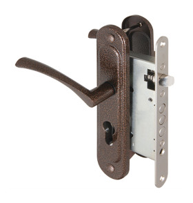 Корпус врезного замка с ручками на планке  KIT А5-3155/3 W/B