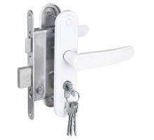 Замок врезной цилиндровый с защёлкой в комплекте с ручкой ЗВ4-3.03 (белый), 4 кл.