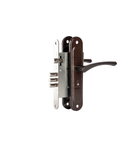 Замок врезной сувальдный с защёлкой в комплекте с ручкой ЗВ9.009/17 (медь), 4 кл.