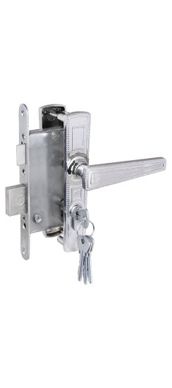 Замок врезной цилиндровый с защёлкой в комплекте с ручкой ЗВ4-3.01 (хром), 4 кл. | Алюминий, 35 мм