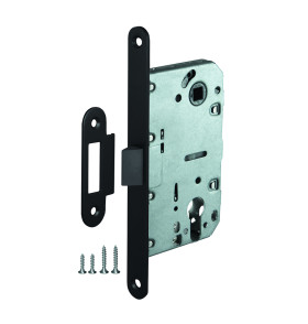 Корпус врезного замка c защёлкой PLASTLP85-50 ВL черный