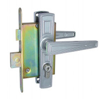 Замок врезной цилиндровый с защёлкой в компл с ручкой ЗВ4-3 (гальв.никель) аналог ДААЗ, 4кл. блистер