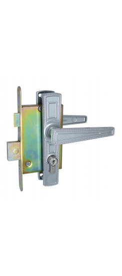 Замок врезной цилиндровый с защёлкой в компл с ручкой ЗВ4-3 (гальв.никель) аналог ДААЗ, 4кл. блистер | ZAMAK, 35 мм