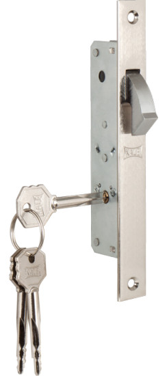 Замок врезной крестообразный узкопрофильный 201F (20 mm) (никель), 3 кл. | Латунь