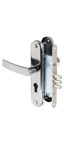 Корпус врезного замка с защёлкой в комплекте с ручкой ЗВ4-31/55 РФ55-022 (черн жемчуг) /78927/ | Алюминий, 10,7 мм