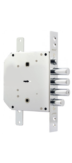 Замок врезной сувальдный с задвижкой и защёлкой ЗВ9-6 ПКТЗ с тягами (прав.), 5 кл. /77404/ | Сталь, 17,7 мм