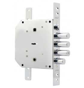 Замок врезной сувальдный с задвижкой и защёлкой ЗВ9-6 ПКТЗ с тягами (прав.), 5 кл. /77404/