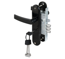 Замок врезной сувальдный с защёлкой в комплекте с ручкой ЗВ9-6/13 (черный глянец), 3 кл. /77305/
