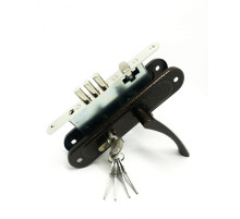 Замок врезной цилиндровый с защёлкой в комплекте с ручкой ЗВ4.009/17 (медь), 4 кл.