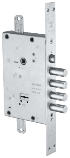 Замок врезной сувальдный с защёлкой NEW CAMBIO FACILE 57.685.48 (тех. упаковка), ключ 64 мм | Сталь, 18 мм