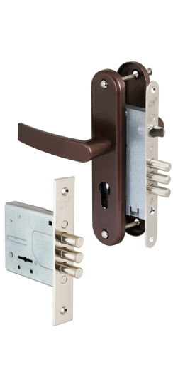 Комплект врезных замков с ручкой Комплект дверника №3 (ЗВ8-6/13, ЗВ4-31/55, РФ55-002/90) /60029/ | Сталь, 11 мм, 10,7 мм