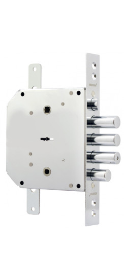 Замок врезной сувальдный с задвижкой и защёлкой ЗВ9-6 ЛКТЗ с тягами (лев.), 5 кл. /77405/ | Сталь, 17,7 мм