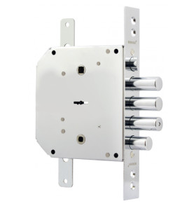 Замок врезной сувальдный с задвижкой и защёлкой ЗВ9-6 ЛКТЗ с тягами (лев.), 5 кл. /77405/