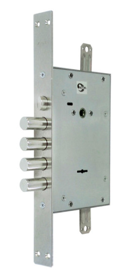 Замок врезной сувальдный с защёлкой ЗВ9 343.1.1 с тягами, 5 кл. | Сталь, 18 мм