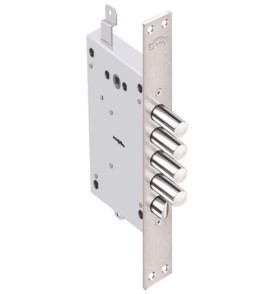 Замок врезной сувальдный с защёлкой Рубин 1.08.31 с тягами, 5 кл. /22636/