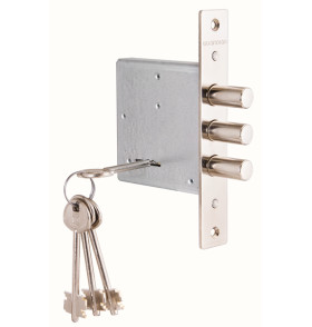 Замок врезной сувальдный ЗВ 10.01 (с отв. планкой и накладкой), 4 кл. /123:447/