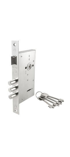 Замок врезной сувальдный с защёлкой ЗВ9-6, 4 кл. проверить кол-во ключей | Сталь, 13,5 мм