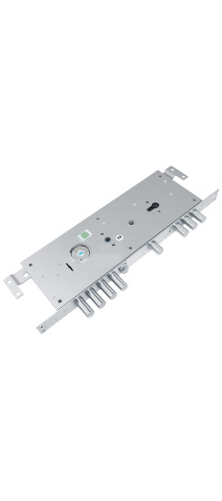 Замок врезной двухсистемный ЗВ 25.14 Т (лев) с тягами (без накл), 5+1 кл (длин. кл. 54 мм) /123:453/ | Сталь, 18 мм