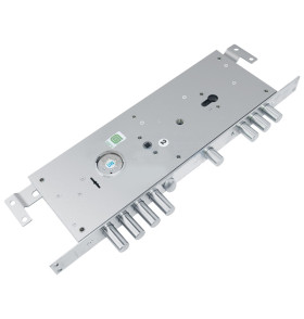 Замок врезной двухсистемный ЗВ 25.14 Т (лев) с тягами (без накл), 5+1 кл (длин. кл. 54 мм) /123:453/