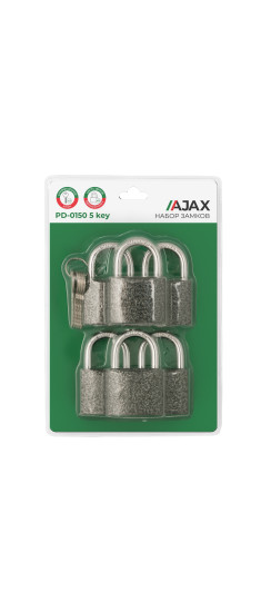 Набор замков навесных PD-0150 (6 locks+5 keys) blister | Чугун