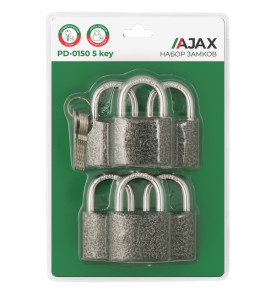Набор замков навесных PD-0150 (6 locks+5 keys) blister